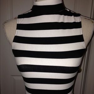 Black and White Striped Crop Top