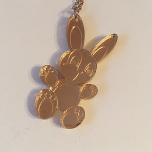 Steven Shein mirrored gold bunny necklace