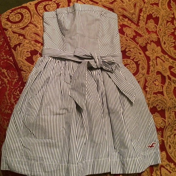 Navy and white striped sleeveless dress