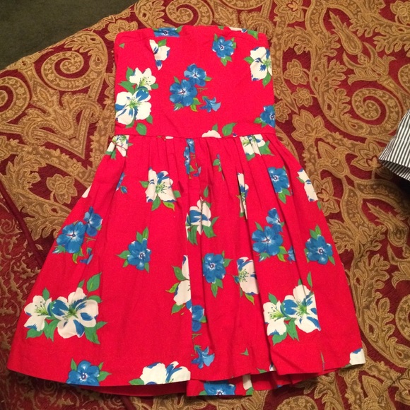 Red white and blue floral sleeveless dress