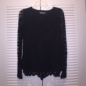 Lace front long sleeve shirt