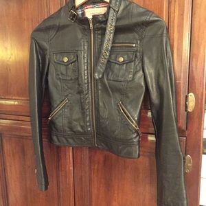 Vegan Leather Bomber Jacket