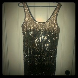 Sz lg gold ombre sequined dress