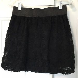 Black Floral Lace Skirt