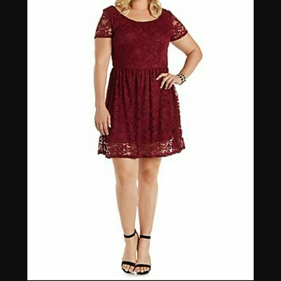 Charlotte Russe + Burgundy Lace Dress