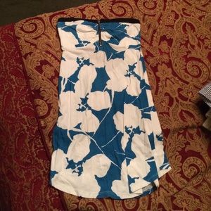 Blue and white floral sleeveless dress