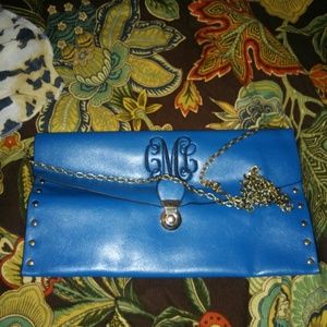 Royal blue clasp closure purse