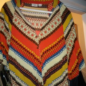 Tribal multi-color top