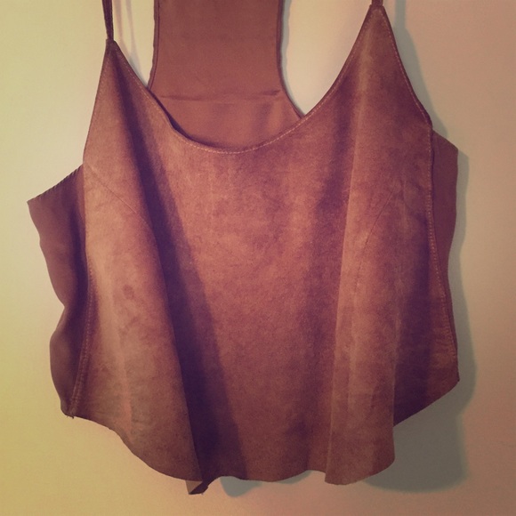 Leather cropped tank top