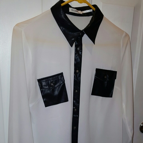 FUX LEATHER COLLER SEE THROUGH TOP