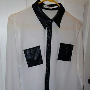 FUX LEATHER COLLER SEE THROUGH TOP