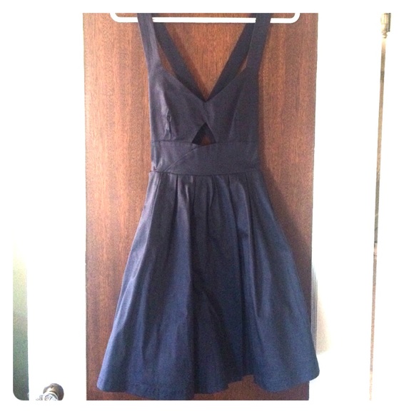 NWT cutout navy blue flared dress