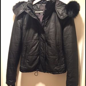 A really warm BCBG leather down jacket!