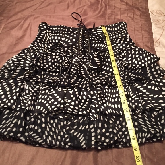 Tiered ruffle polka dot skirt.