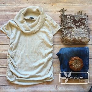 Soft, Stretchy & Sparkly Cowl Neck Sweater