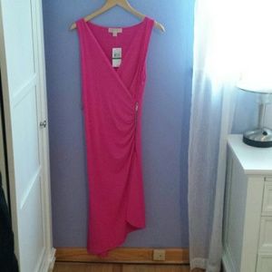 NWT! Michael Kors hot pink asymmetrical hem dress