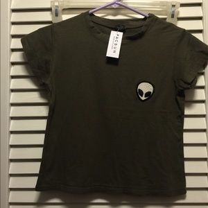 ❌SOLD❌NWT Brandy Melville Olive Green Alien Tee