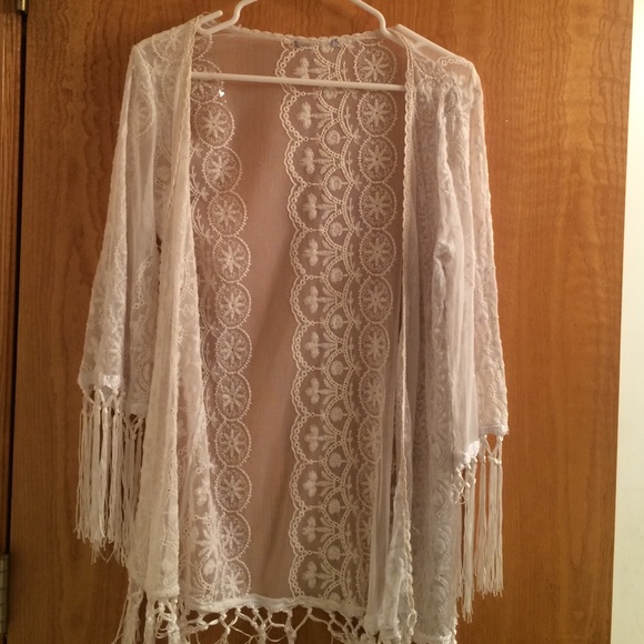 Lace cardigan with tassels