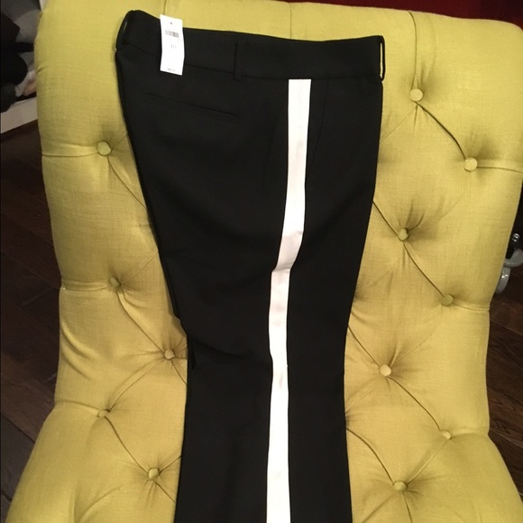 NWT Ann Taylor Black Pant with White Tuxedo stripe