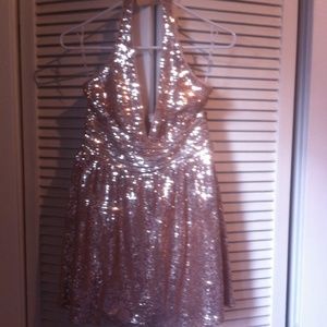 forever 21, rose gold sequin halter dress/top
