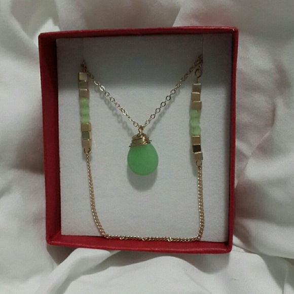 Natural Beryl double chain necklace