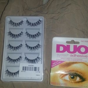 5 pair of sexy eyelashes.  And dark tone glue