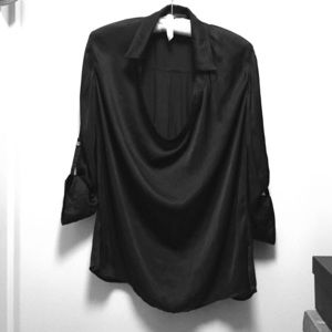 Vince washed satin, cowl-neck blouse.