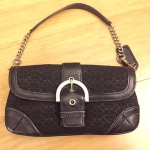 Authentic black mini Coach logo clutch