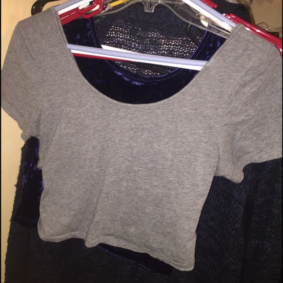 Grey L crop top with a crossback
