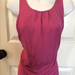 Pink and black polka dot blouse