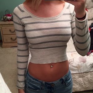 Striped scoop neck crop top