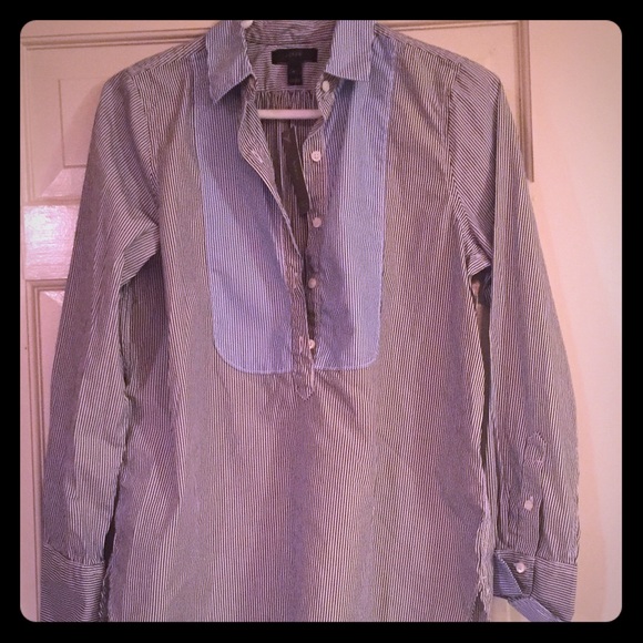 NWT J CREW HALF BUTTON UP STRIPE SHIRT SIZE 4