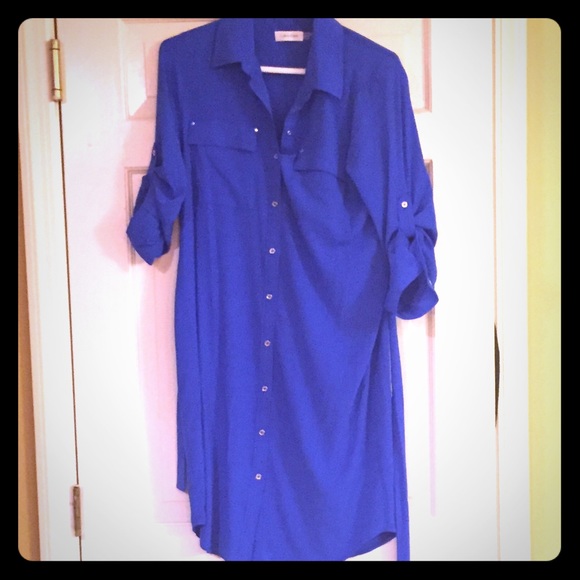 Calvin Klein dress size 8 (med) EUC bright blue