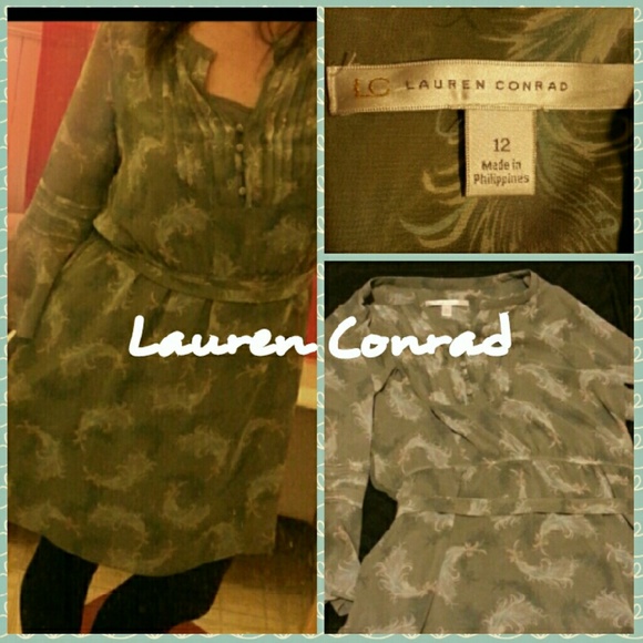 LC Lauren Conrad Dresses & Skirts - LC Lauren Conrad gray dress with feathers