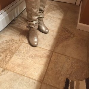 You by Crocs Wedge Gold Metallic Boots