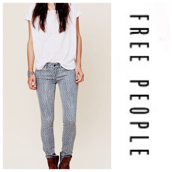 Free People checkered pattern skinny jeans