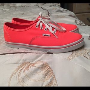 Neon coral Lo pro skate shoes