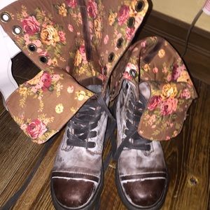 Brown/Floral Dr. Marten Combat Boots