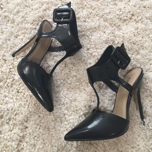 Black buckle heels