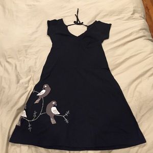 Synergy Tie-back Dress with Embroidered Birds