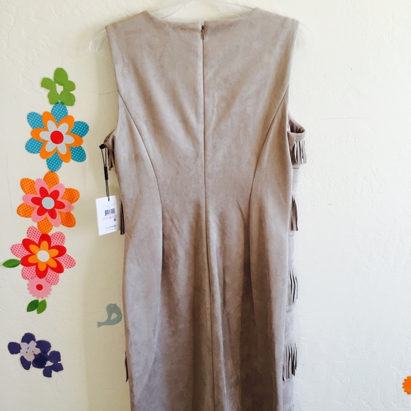 CK Faux Suede Fringe Dress Size 6 - Picture 3 of 6