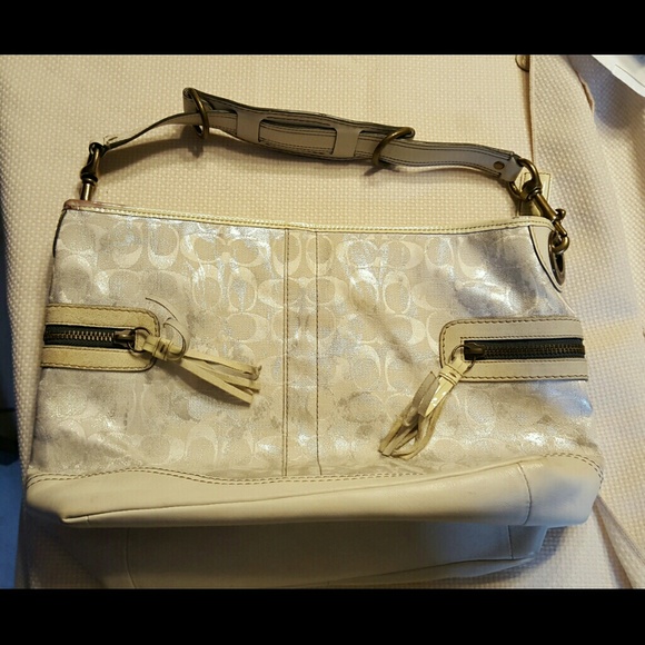 Authentic white and silver Coach bag - Picture 1 of 3