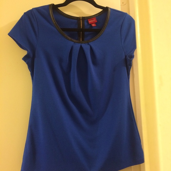 Zip Up Leather Trim Top