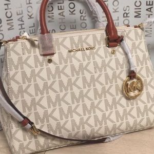 NEW Michael kors vanilla logo satchel handbag