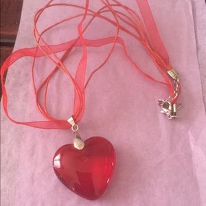 Red heart glass pendant