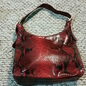 Adrienne Vittadini Snake Skin Leather Hobo Handbag