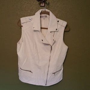 Motorcycle Vest - Leather look Cream