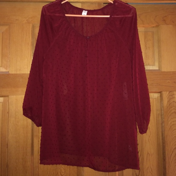Old Navy sheer maroon top