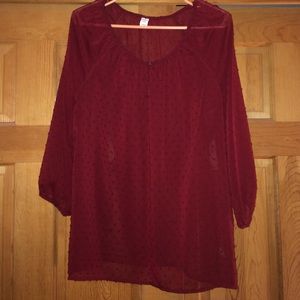 Old Navy sheer maroon top