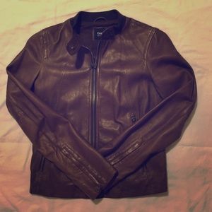 Gap Brown Leather Bomber Jacket